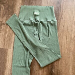 Daily Drills Green Ribbed Leggings